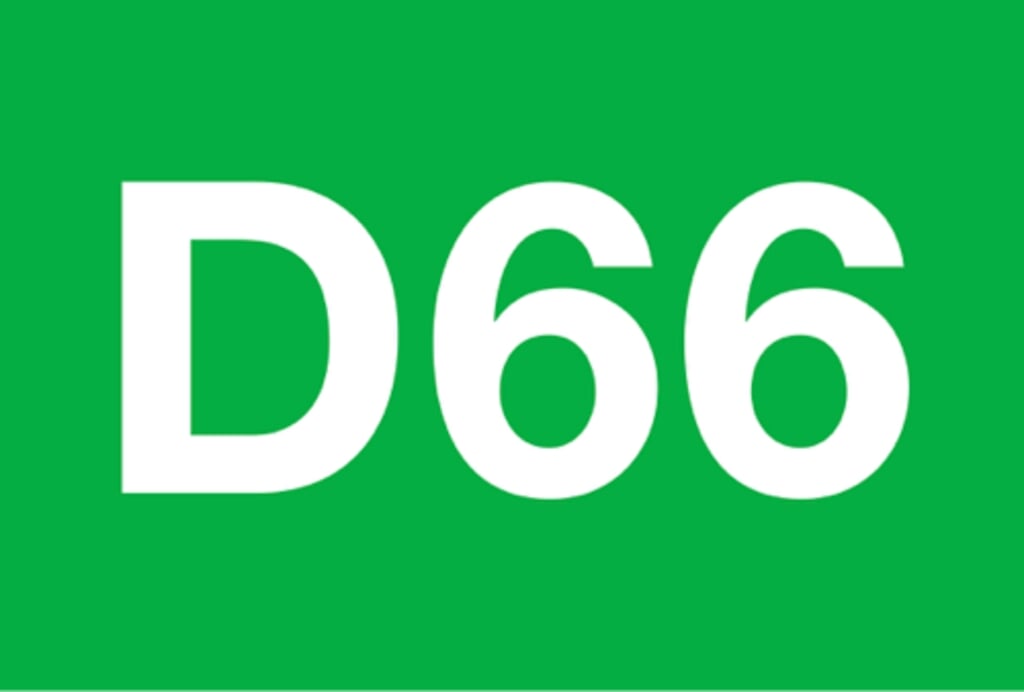 Logo van D66.