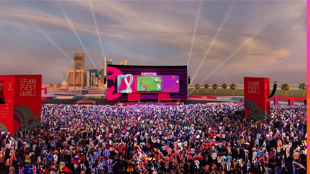 Impressie van de FIFA Fanzone in Qatar.  