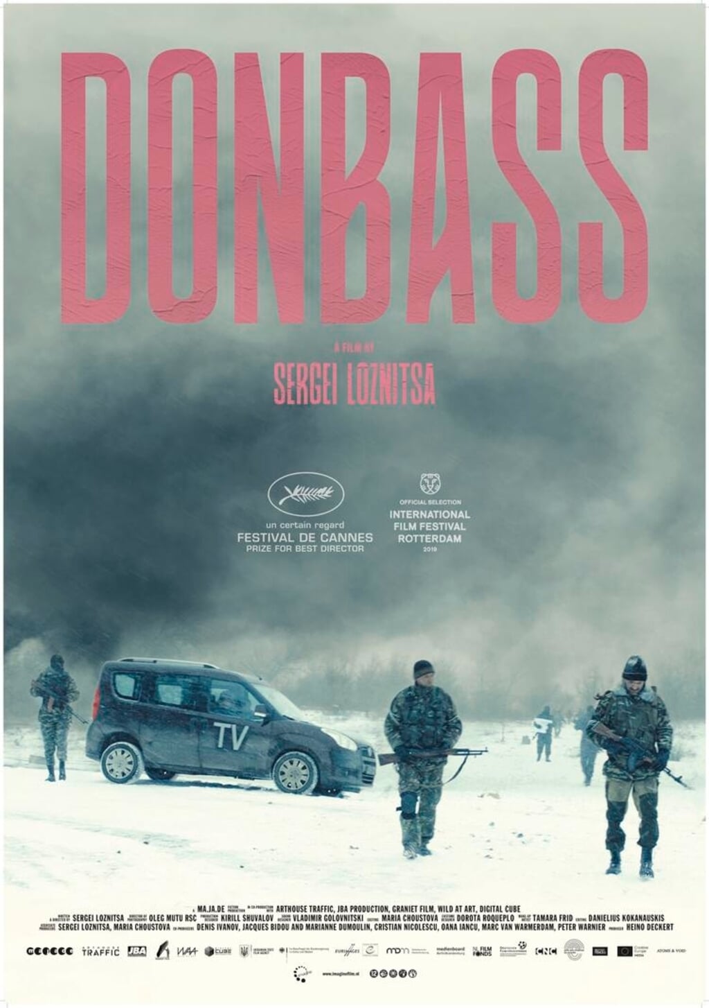 Een deel van de filmposter van de film Donbass; de film is op 3 en 6 maart te zien bij Castellum.