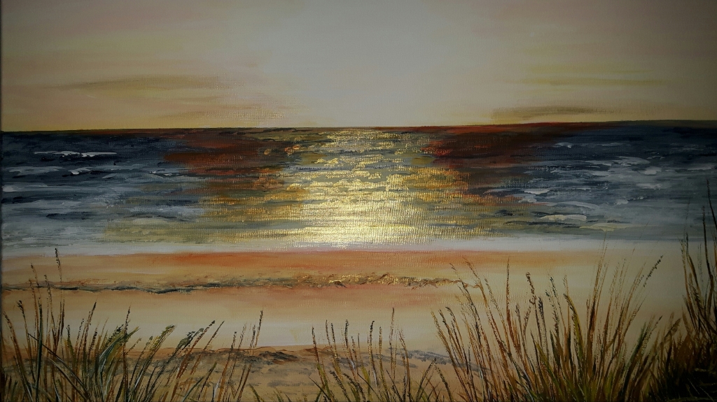 Zee, strand en duin is het onderwerp van de schilderijen. 