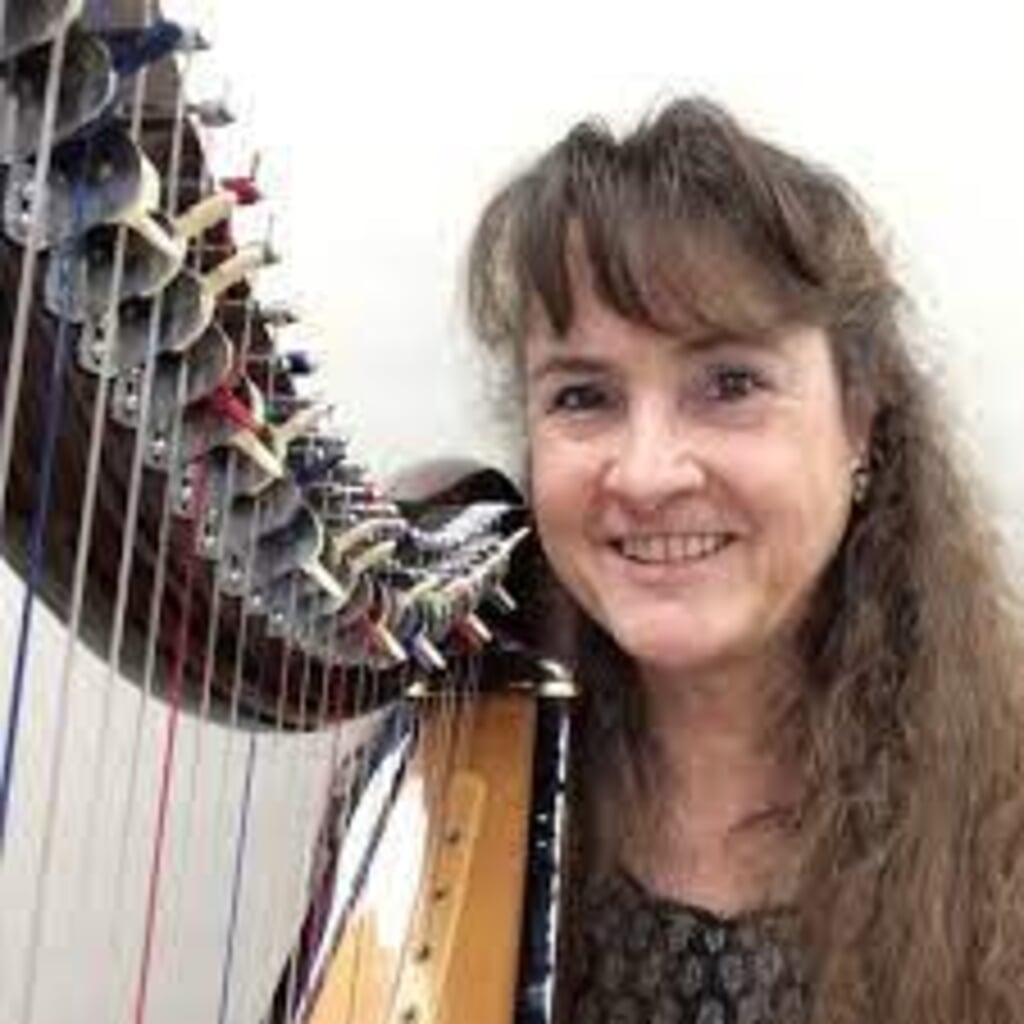 Tanya Tienpont zorgt voor mooie harpmuziek.