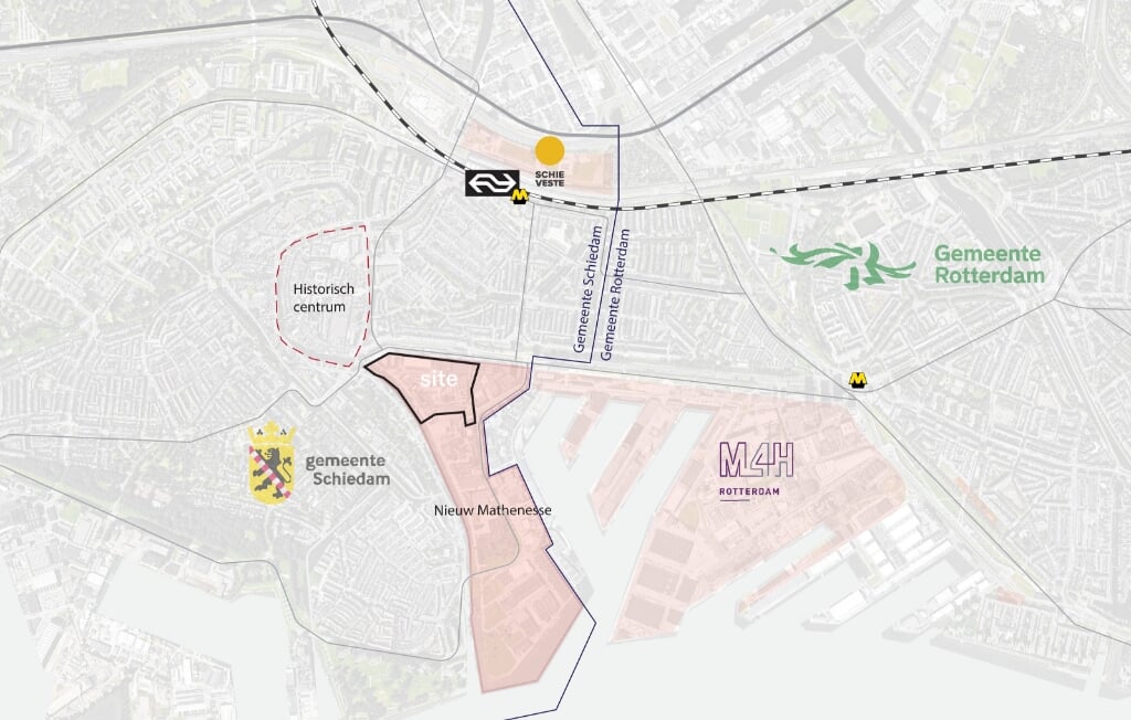 Kaartje te ontwikkelen gebieden in metropool Rotterdam. 