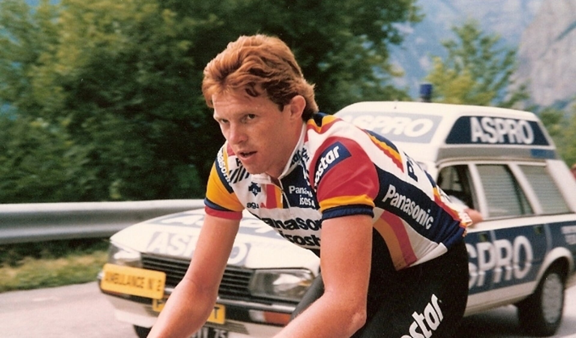 John Talen in de Tour de France juli 1987 naar Alpe D 'Huez