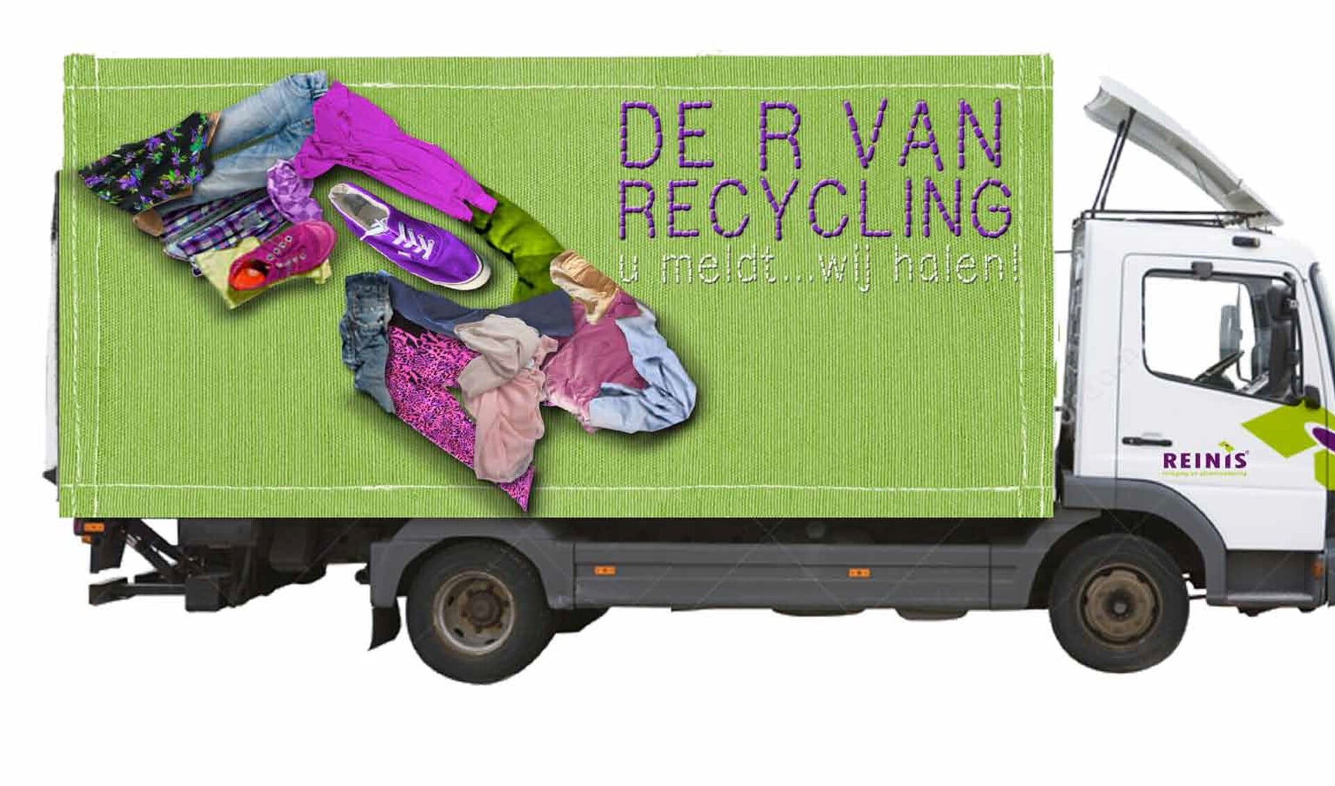 De nieuwe textielwagen staat al klaar om te worden ingezet, compleet met een aansprekende bestickering om recycling te stimuleren.