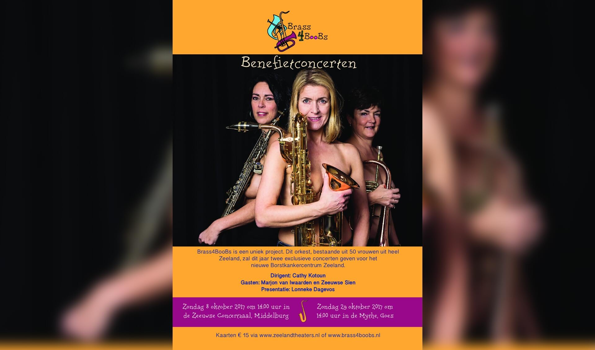 Brass4BooBs is een fanfareorkest dat bestaat uit z'n 50 vrouwen uit heel Zeeland.