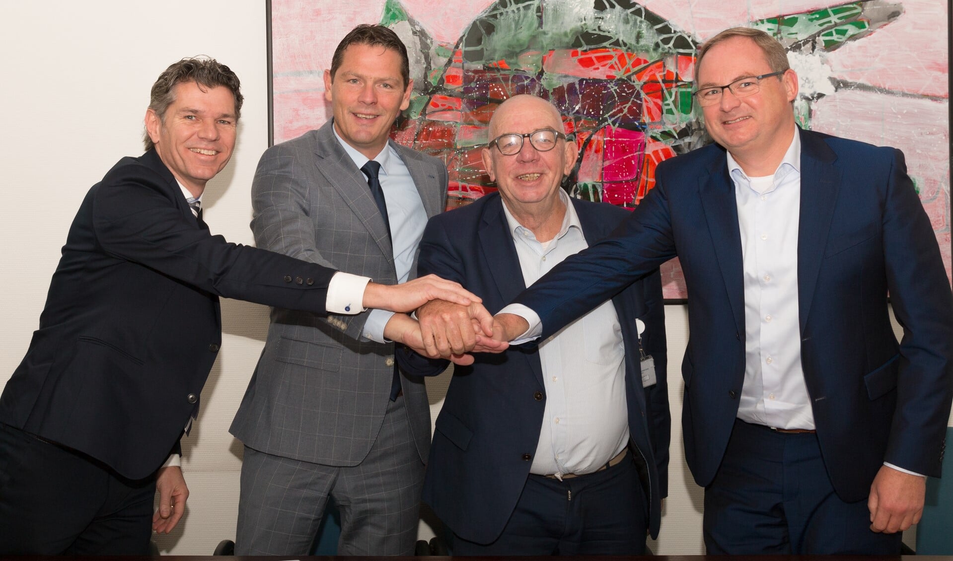 v.l.n.r. Rob Gerrits (Rabobank), Peter Langenbach (SMC), Paul van der Velden (SMC) en Caspert van der Wel (Rabobank)