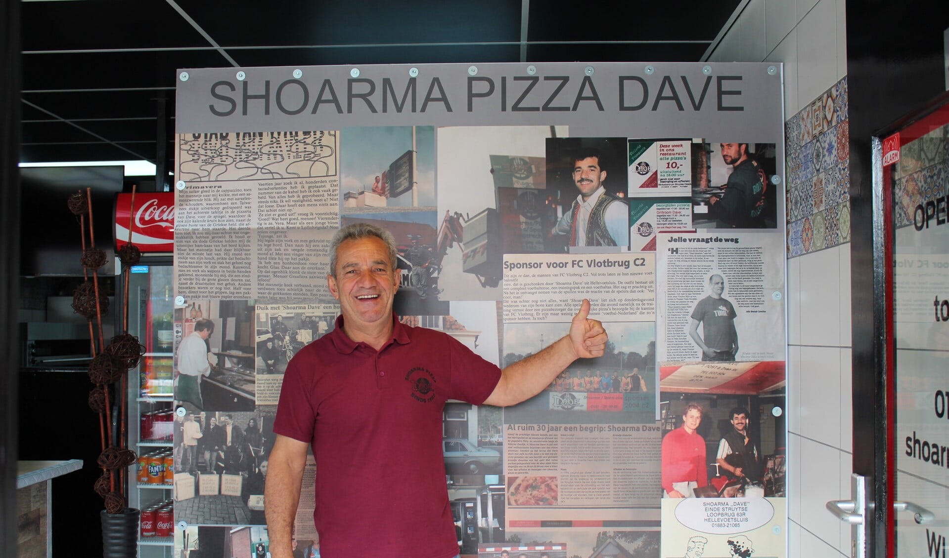 De geschiedenis van Shoarma Pizza Dave is te zien aan de hand van krantenberichten van de afgelopen 36 jaar