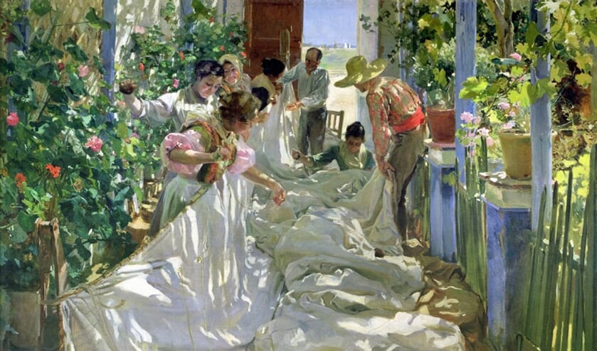 Schilderij De Zeilmakers uit 1896 van Joaquin Sorolla.