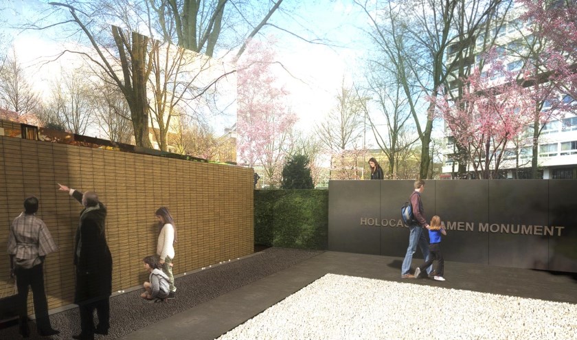 Artist impression of het Holocaust Namenmonument, midden in het Joods Kwartier in Amsterdam. Foto: (PR)