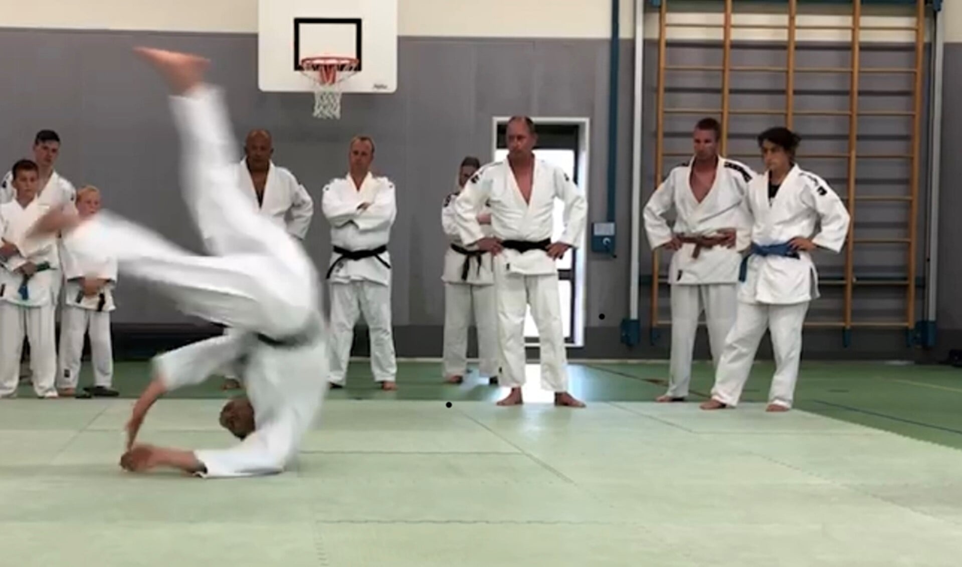 Niels Neumann toonde de judoka's van Je eigen Pad tijdens een gasttraining dat je op het gebied van valbreken nooit bent uitgeleerd.