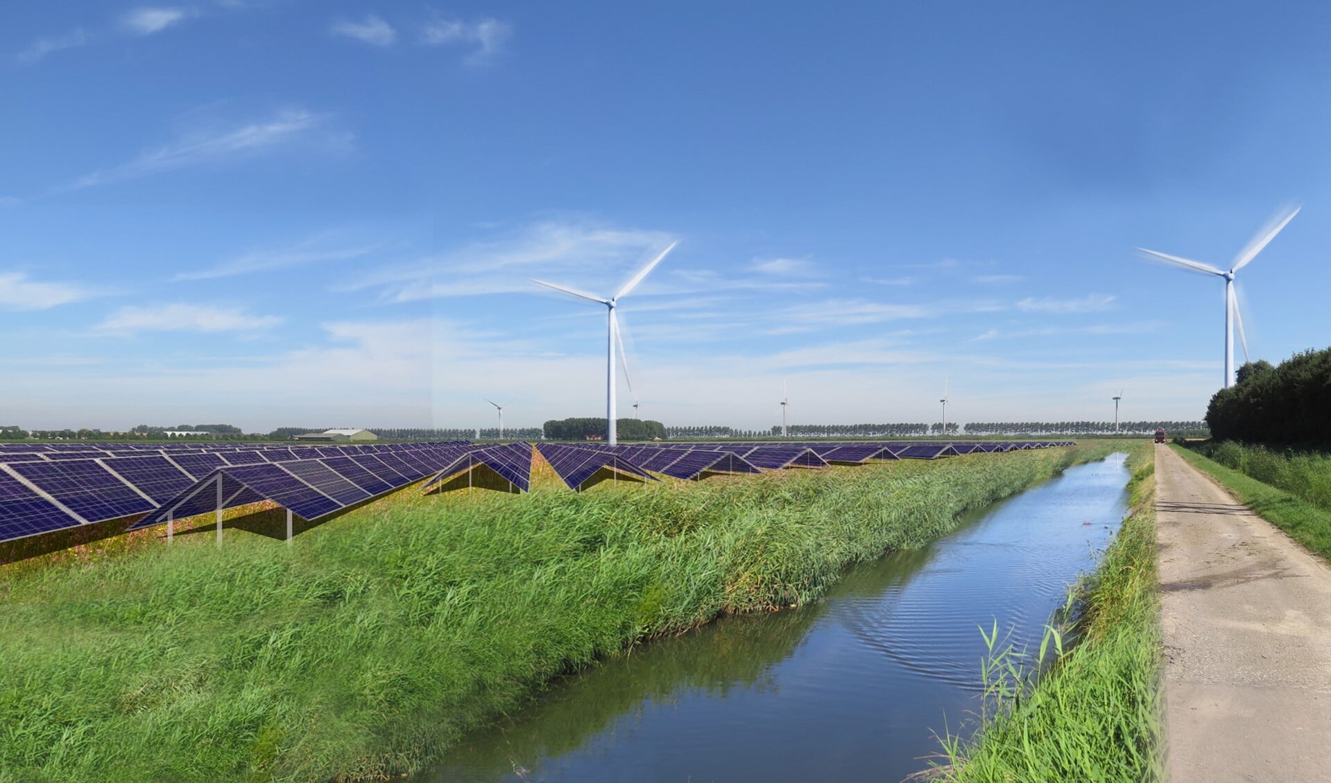 Windmolens, zonnepanelen en batterijen vormen samen een energielandschap