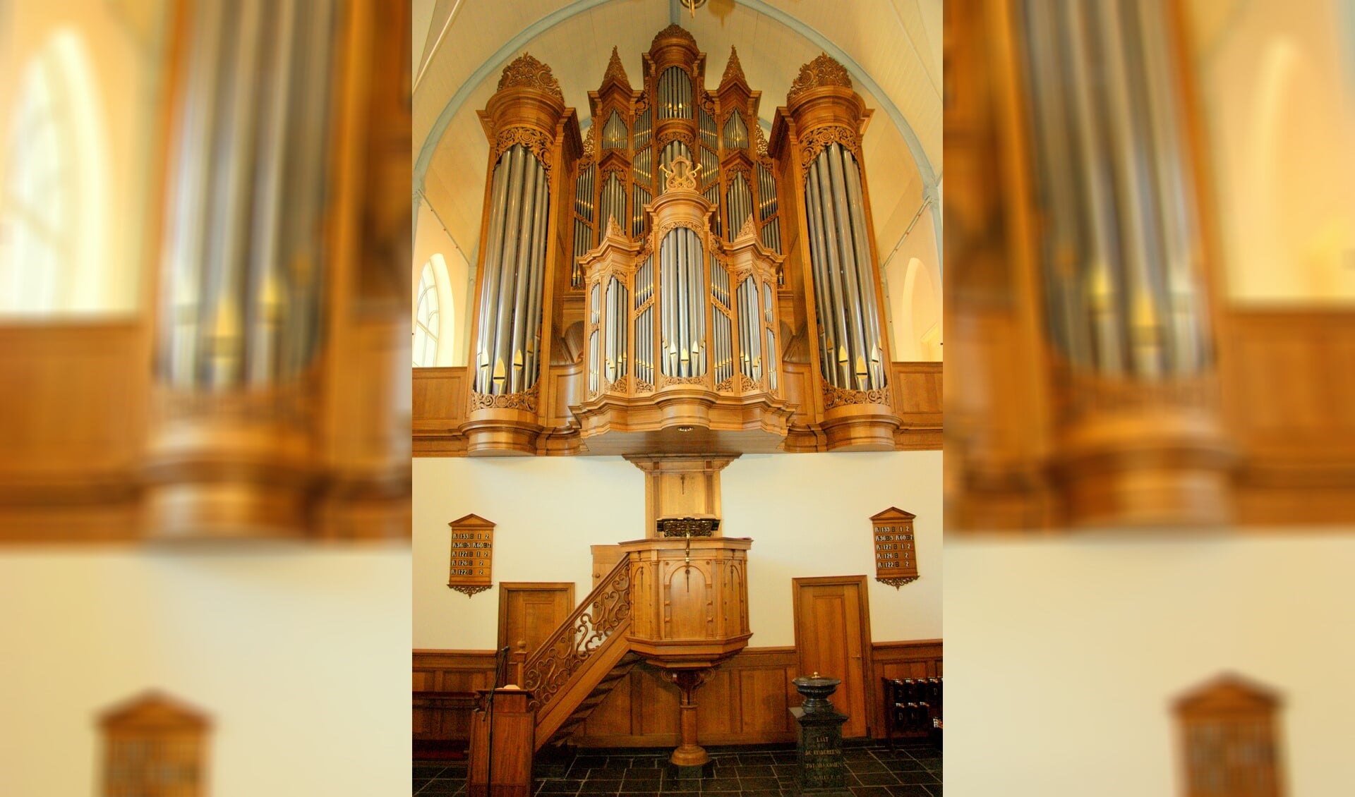 Detail van het Van Vulpen orgel van de Dorpskerk te Ouddorp