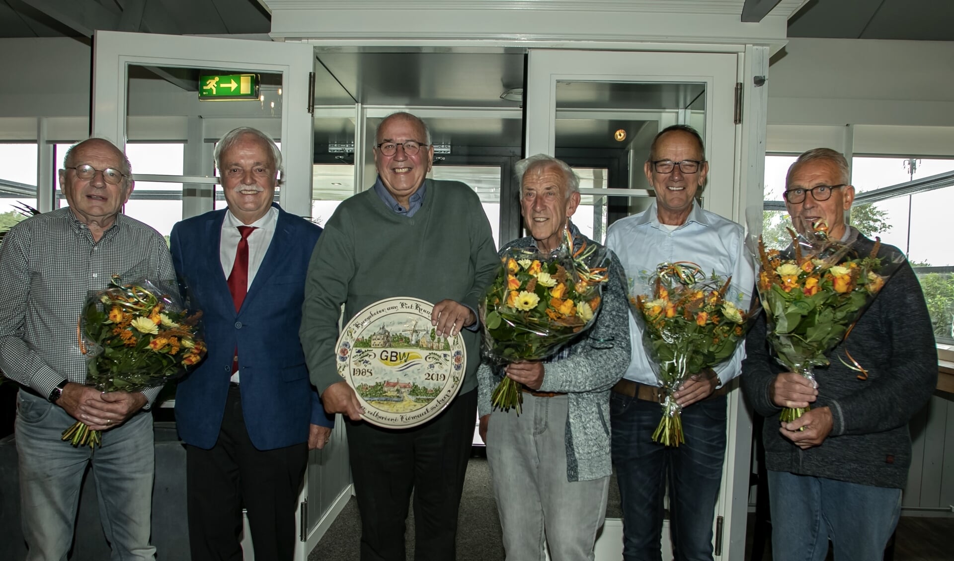 Piet Toledo, Wim van Rietschoten, Piet Kraaijenbrink, Ad Boutkam, Jan Gorzeman en Maarten van de Polder (vlnr) (foto Wil van Balen)