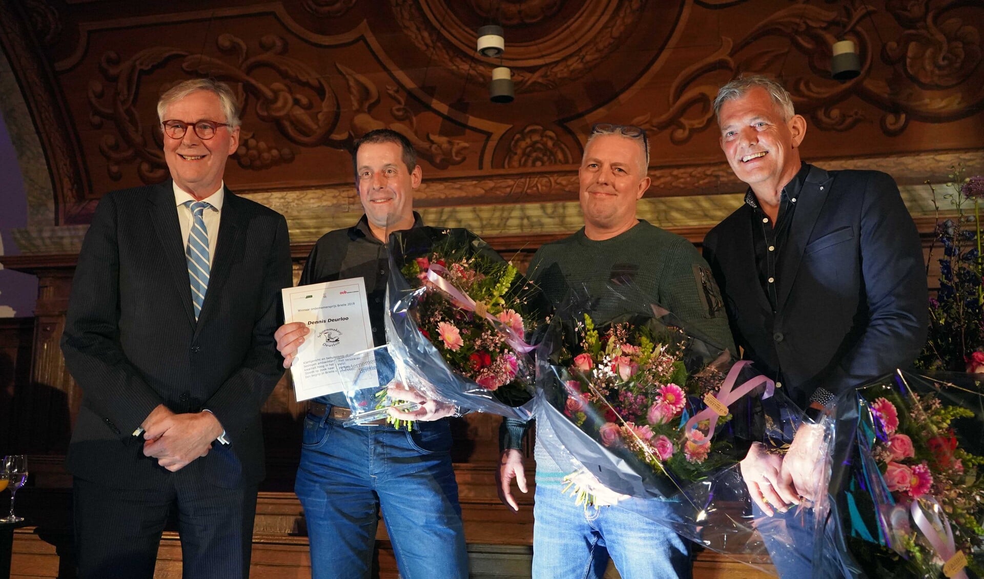 Juryvoorzitter André Schoon met Dennis Deurloo, André de Vries en Paul Rijcken