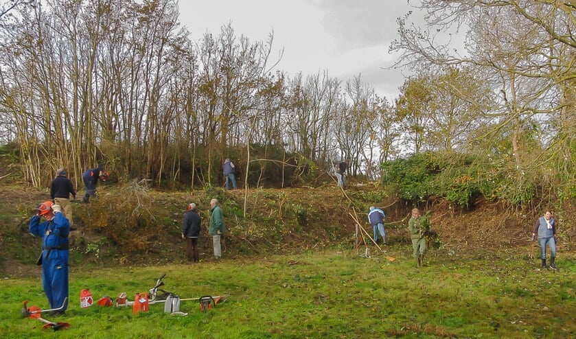 De bedoeling is om de bramen en de opslag op deze "hoagte" weg te halen een weer een doorgang naar de Westduinen te maken.