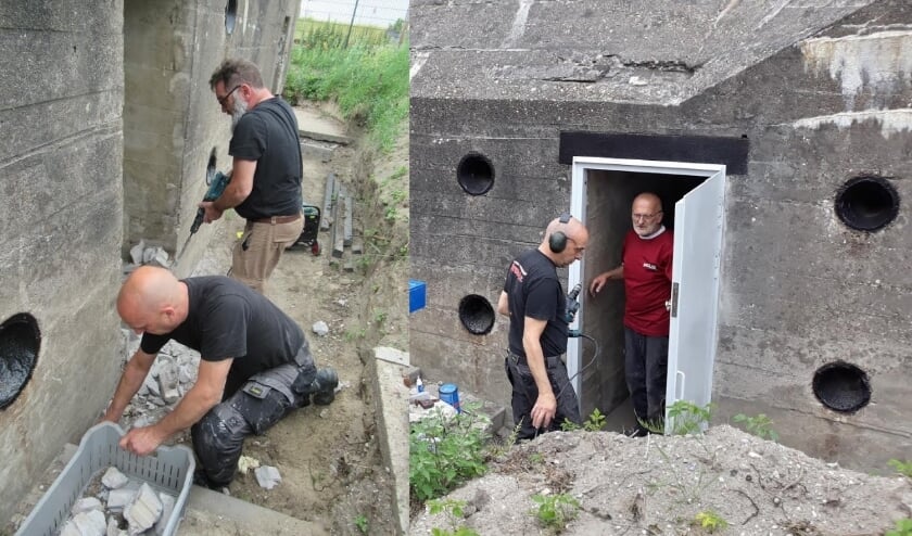 Vrijwilligers hebben met een pneumatische hamer de muur opengebroken, waarna er een stalen deur in is geplaatst. Foto: (PR)