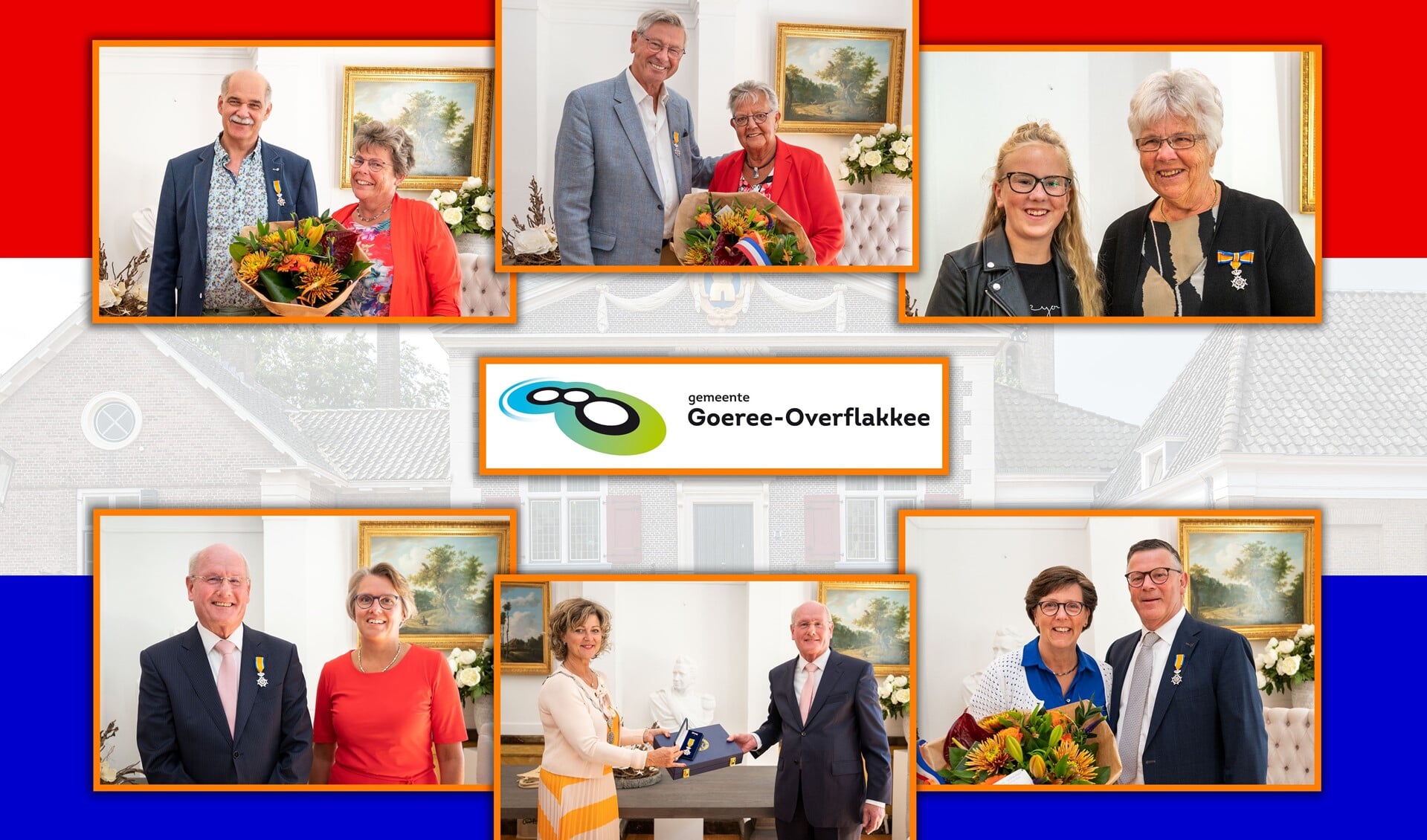 De vijf inwoners van Goeree-Overflakkee die werden benoemd tot Lid in de Orde van Oranje Nassau namen de versierselen 3 juli in ontvangst. 