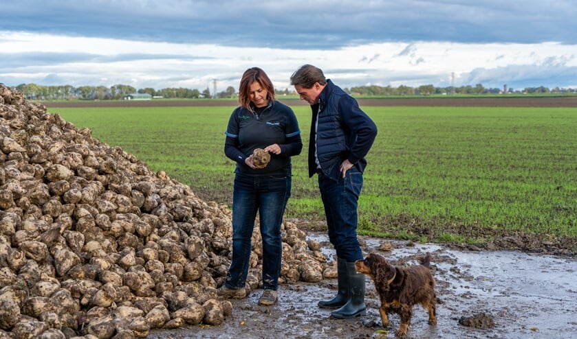 <p>‘Hoeksche Boerin' Trudy de Jong met wethouder Paul Boogaard. 'Ik droomde er als klein meisje al van om later zelf op de boerderij te gaan wonen'. (foto: Casper Streefkerk)</p>