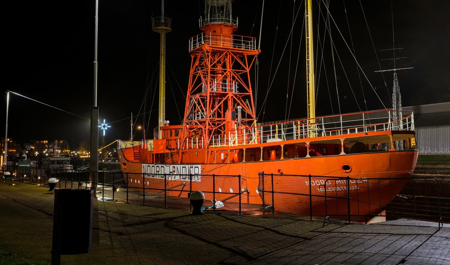 Hellevoetlsuis,Holland,9-dec-2021:the noordhinder is the last lightship built in the Netherlands. The ship was built in 1963 and is located in the only working dry dock in the Netherlands
