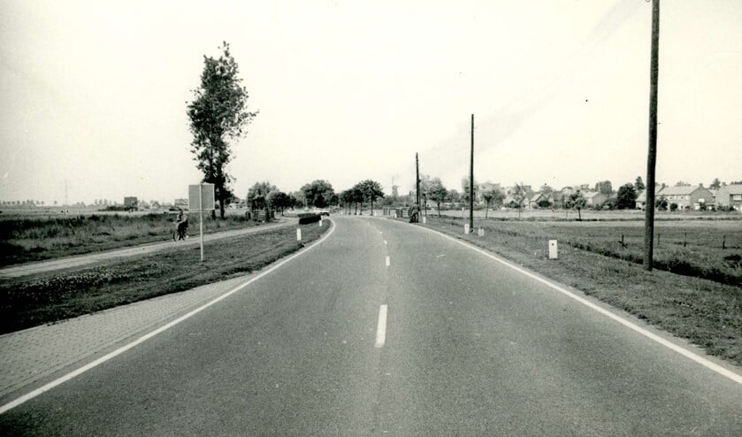 <p>De Groene Kruisweg, met op de achtergrond Geervliet met de kerk en molen, juli 1968. </p>
