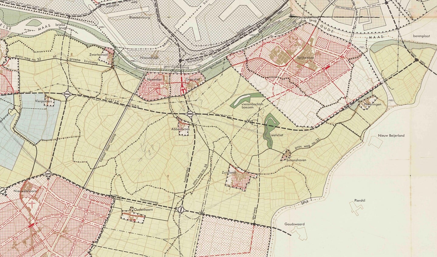 Streekplan 1963 - de plannen rondom Spijkenisse en de Hoeksche Waard.