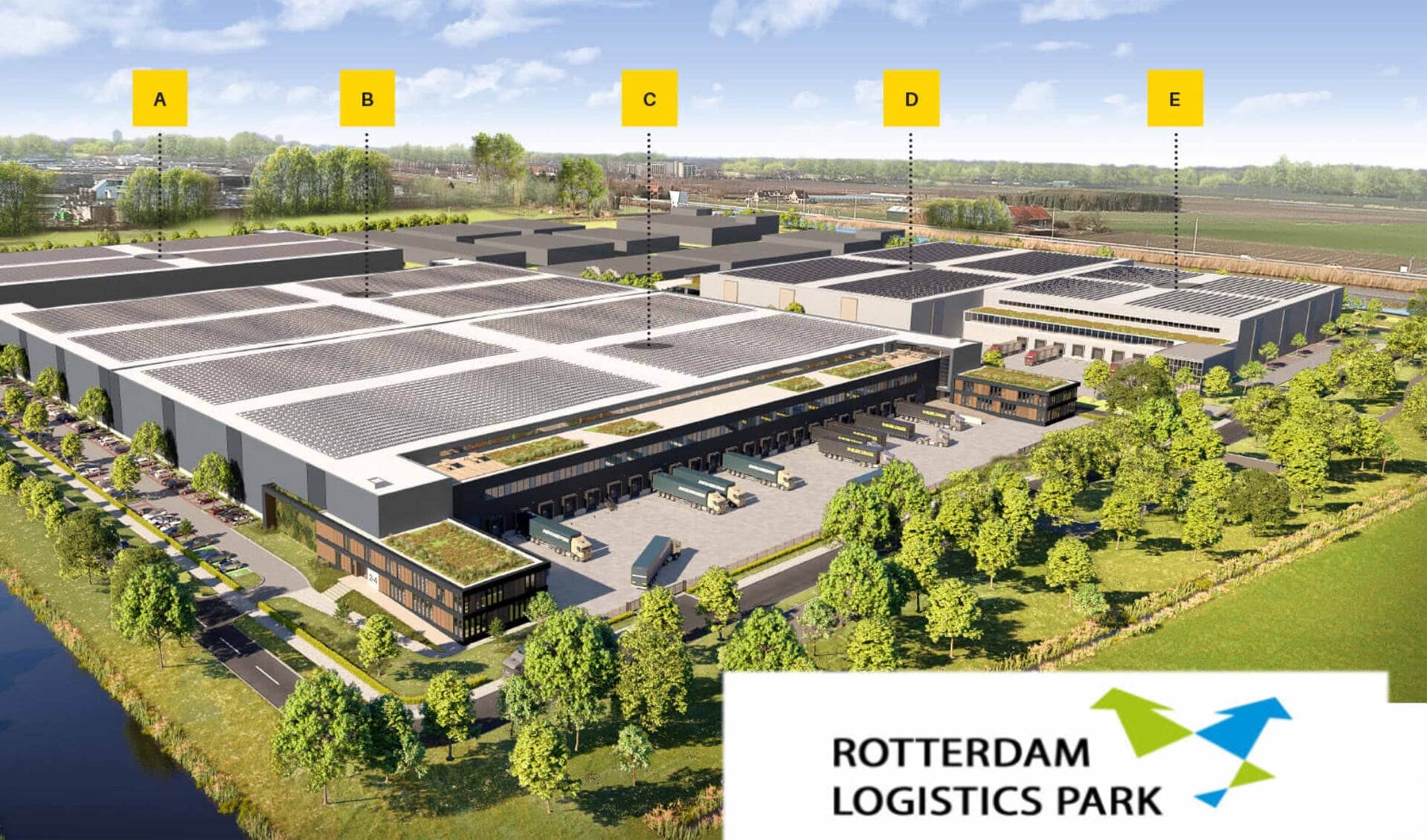 De ontwikkelaars zeggen een 'verdozing' van het landschap te willen voorkomen (afbeelding website Rotterdam Logistics Park)