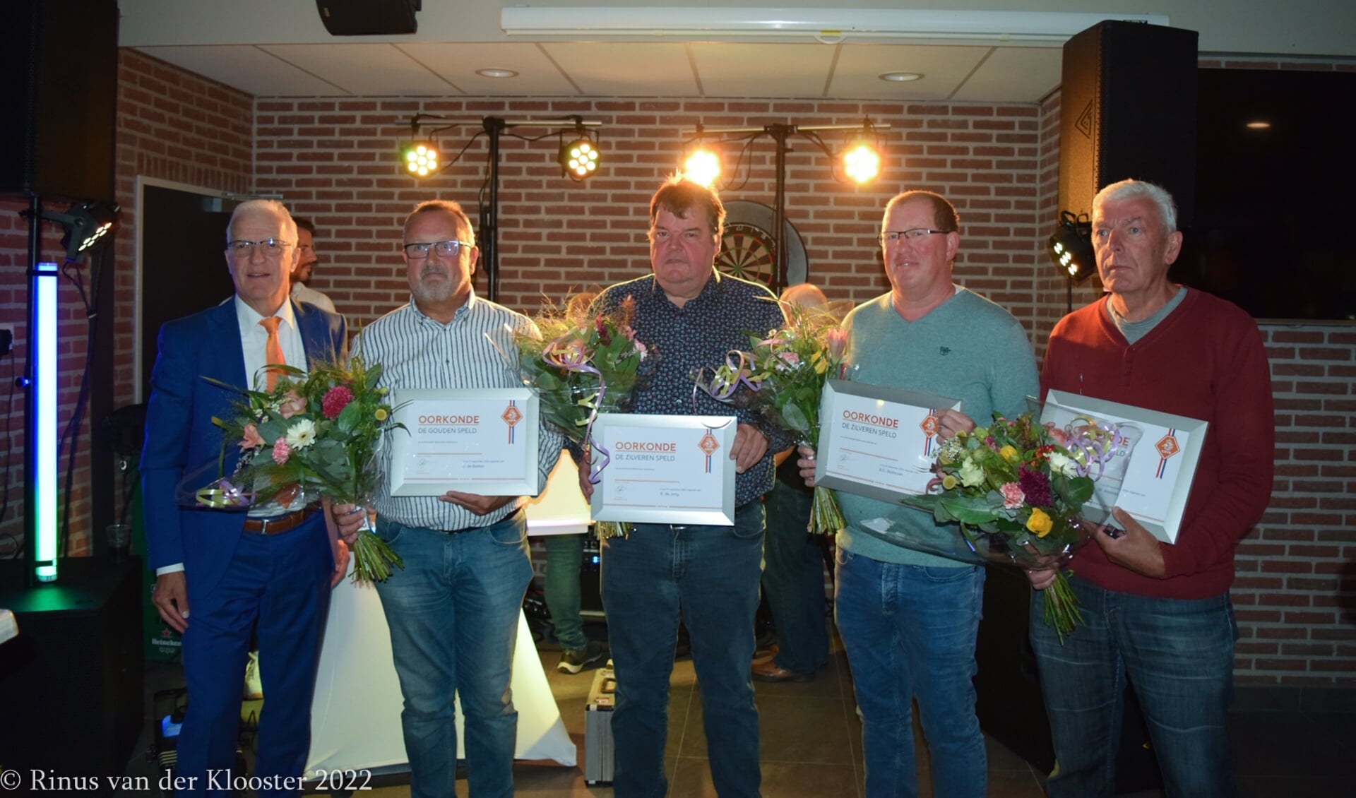 V.l.n.r. Ed Goverde, Jaap de Bakker, Erik de Jong, Albert Boshoven en Rini Aleman