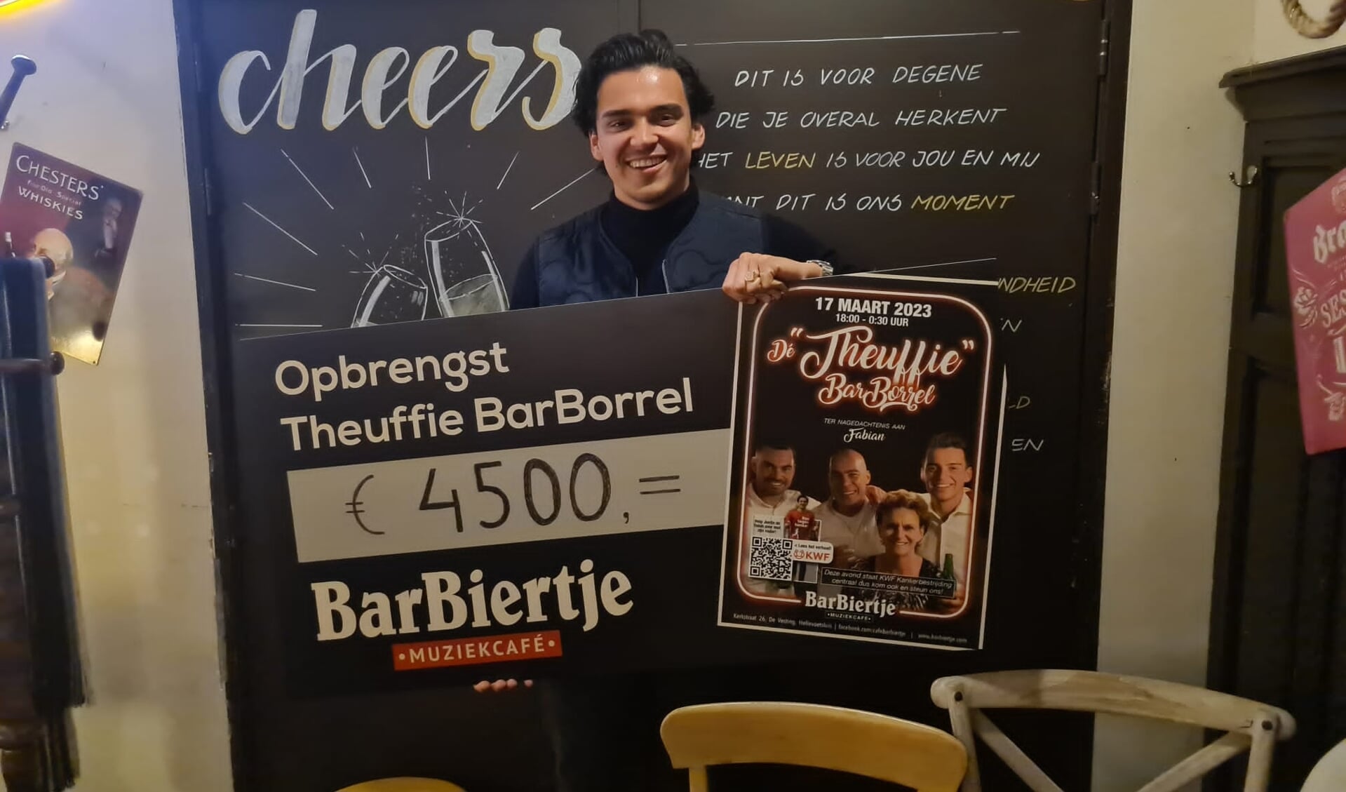 Vrijdag 17 maart organiseerde Justin Theuvenet in samenwerking met Barbiertje de Theuffie BarBorrel. De avond werd georganiseerd ter nagedachtenis aan zijn vader, maar natuurlijk ook om geld in te zamelen.