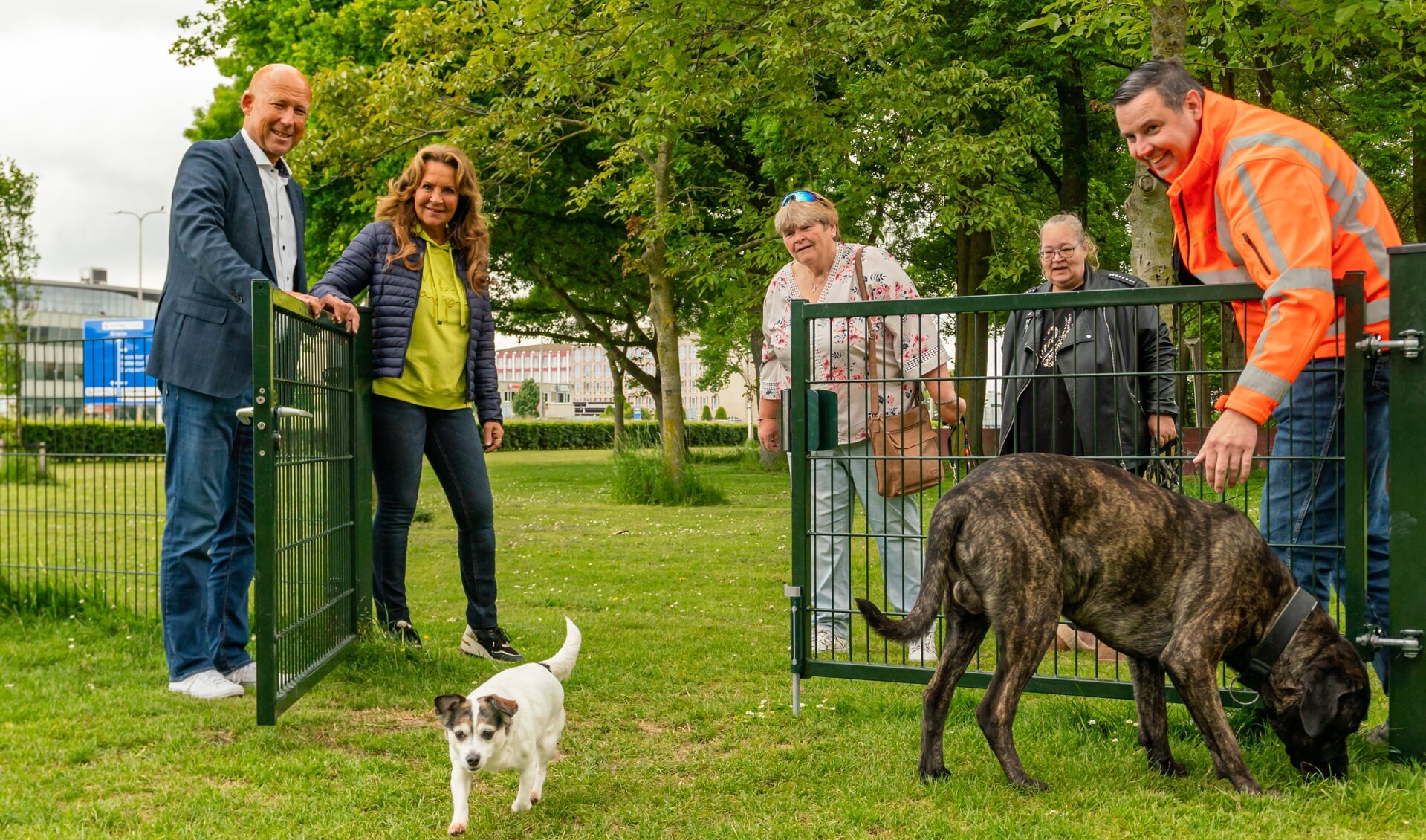 Naast een losloopplek voor honden is het uitrenveld ook een plek waar hondenbezitters samen komen voor een praatje.