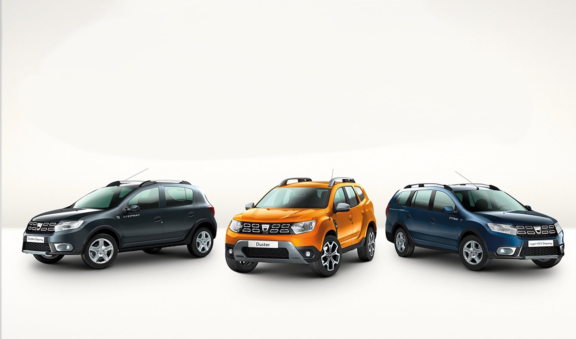 Drie Dacia's die tegen aantrekkelijke kortingen te koop zijn bij Auto Indumij.
