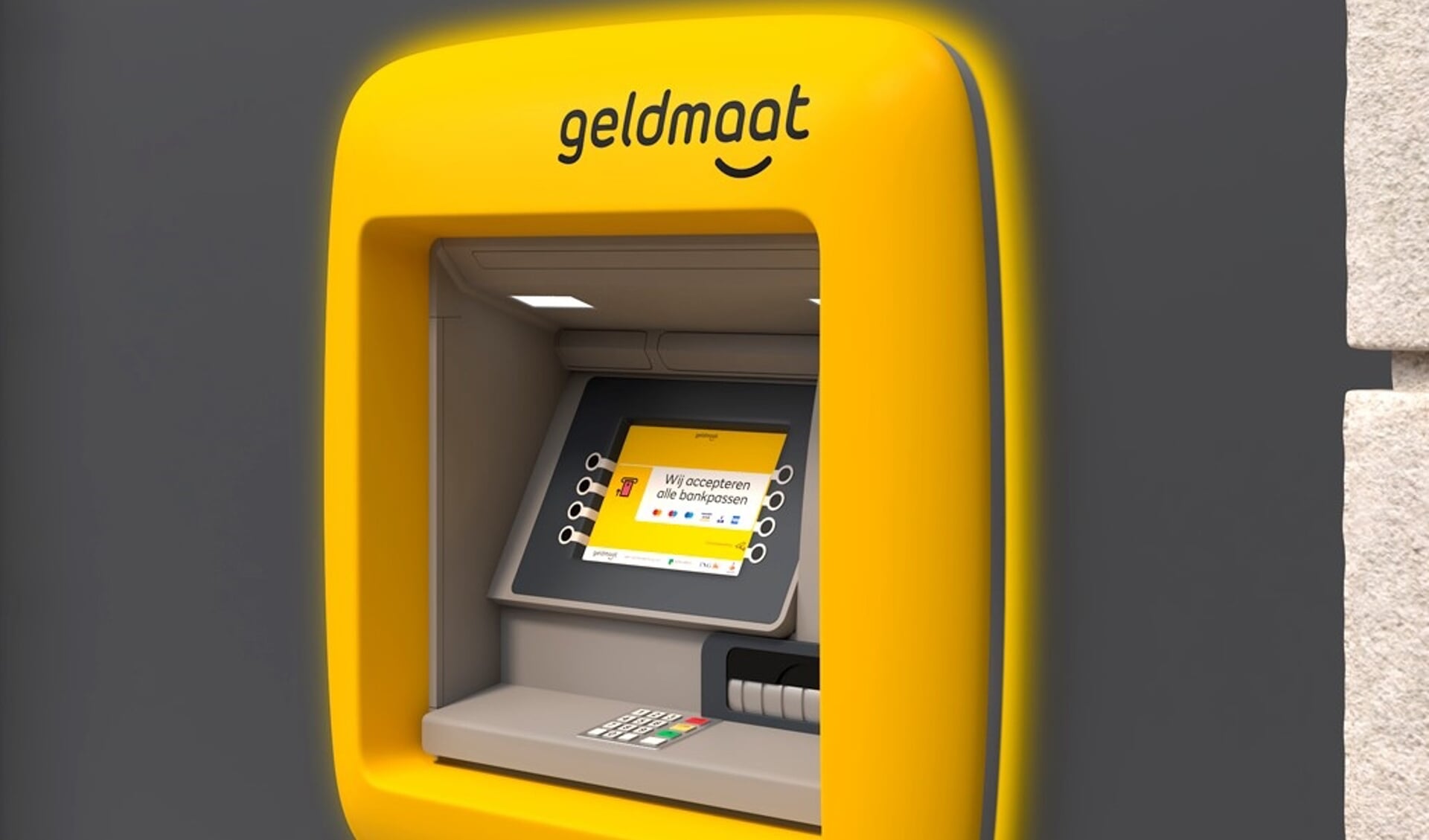 Het nieuwe uiterlijk van de geldautomaat. 