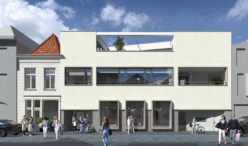 De licht aangepaste gevel in de St Janstraat van het voormalige pand van Brejaart