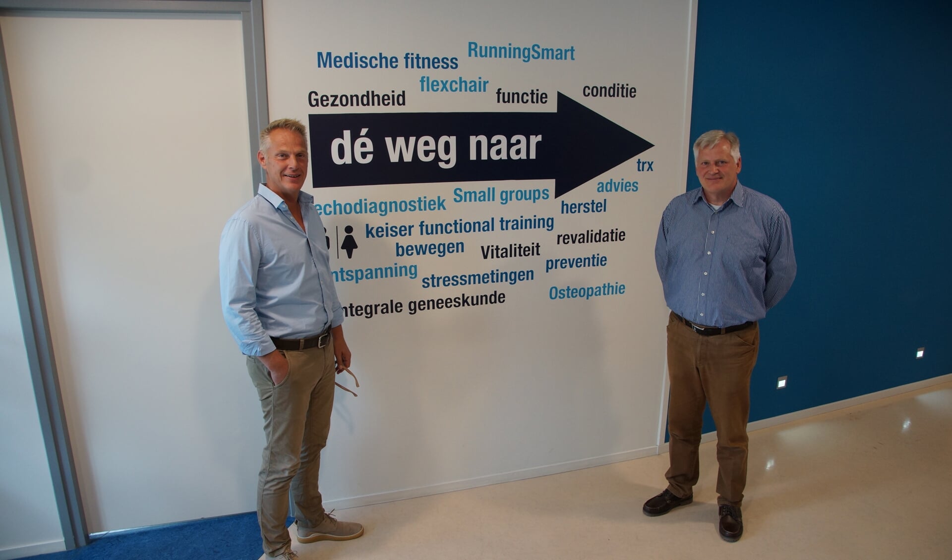 Jos Bergmans en Willem Waasdorp in de hoofdvestiging van OrthoMedic in Roosendaal, waar ook de Arbodienst OrthoMedic Verzuim en Re-integratie is gevestigd. FOTO: RENÉ BRUIJNINCX