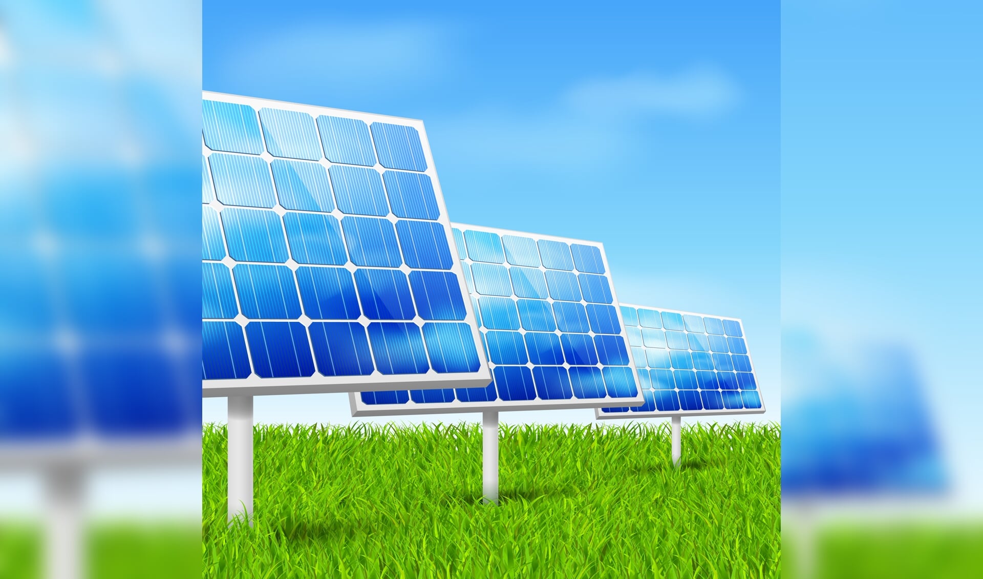 Eco energy concept solar panels in grass vector illustration