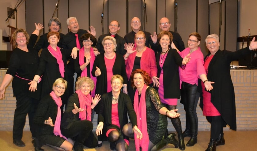 Popkoor Dazzl treedt op in de kerk van Woensdrecht. FOTO POPKOOR DAZZL