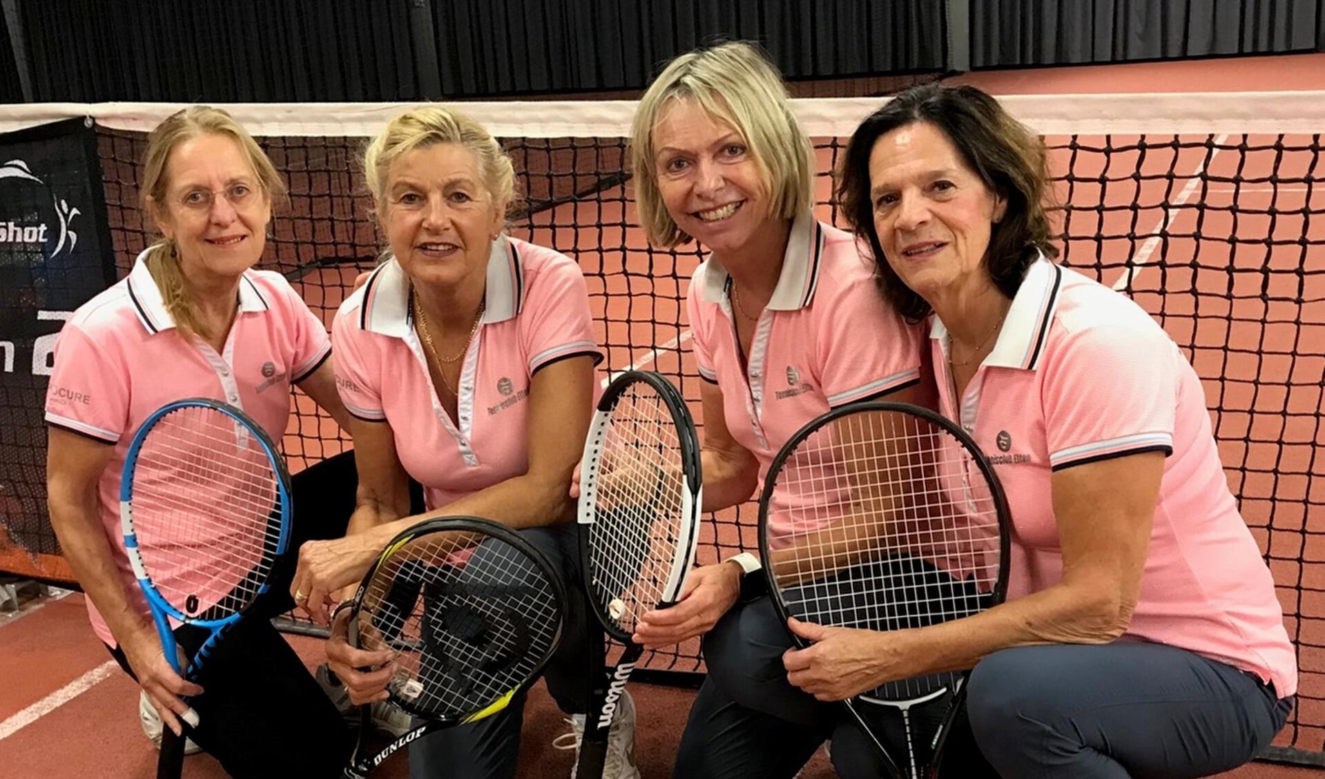 Het damesteam van TC Etten: V.l.n.r. Marjo Gruisen, Seraphine Kuiper, Tessy Panis en Jopie van Twist.