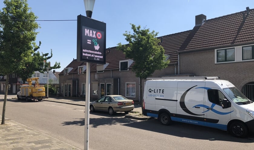 Het snelheidsbord in Helmond.
