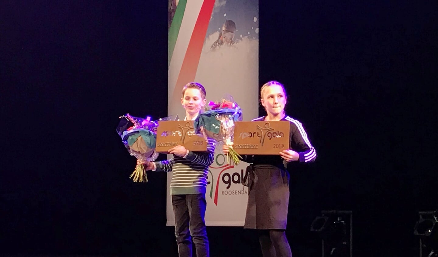 Winnaars aanmoedigingsprijs Gijs Franken (li) en Ruby de Bont (re)