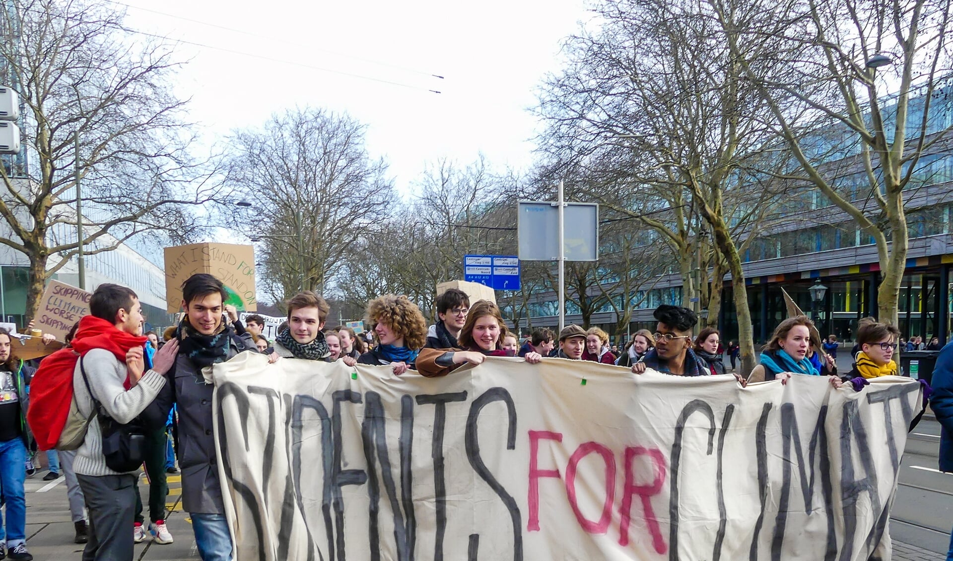 Leerlingen aan het spijbelen voor het klimaat op 7 februari in Den Haag.