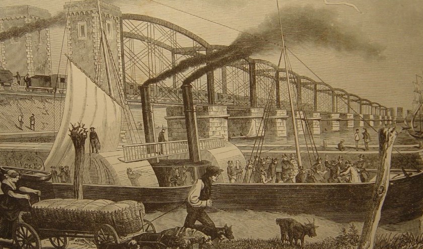 Gravure Moerdijkbrug; inzet pastoor Bouman. ARCHIEF RINIE MAAS