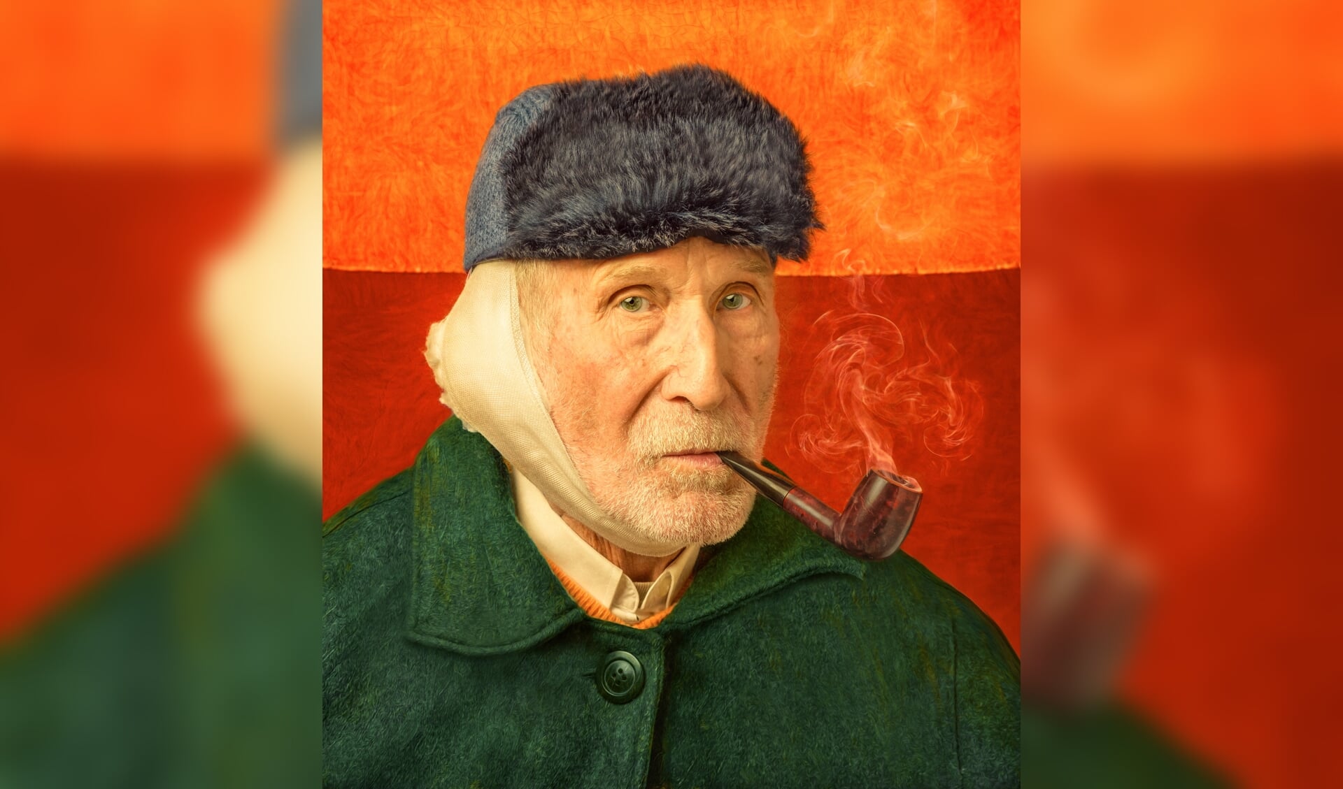 Van Goghs 'Zelfportret met verbonden oor en pijp'. Maar dan als foto van Marc Boom.