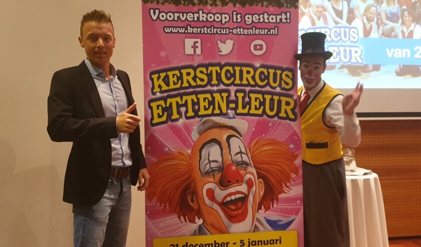 Kevin van Geet met clown Marco Mariani uit Portugal kondigen aan dat de voorverkoop intussen van start is gegaan.