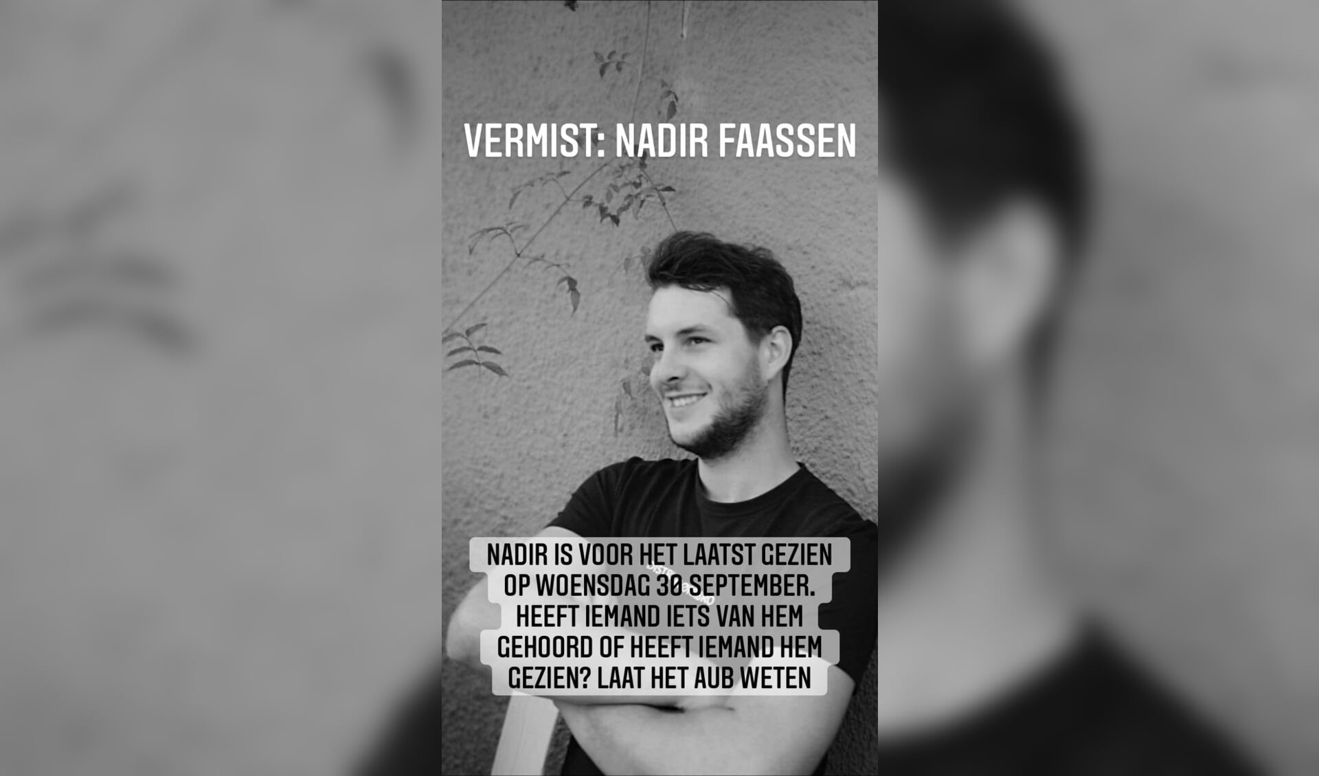 De vermiste Nadir Faassen.