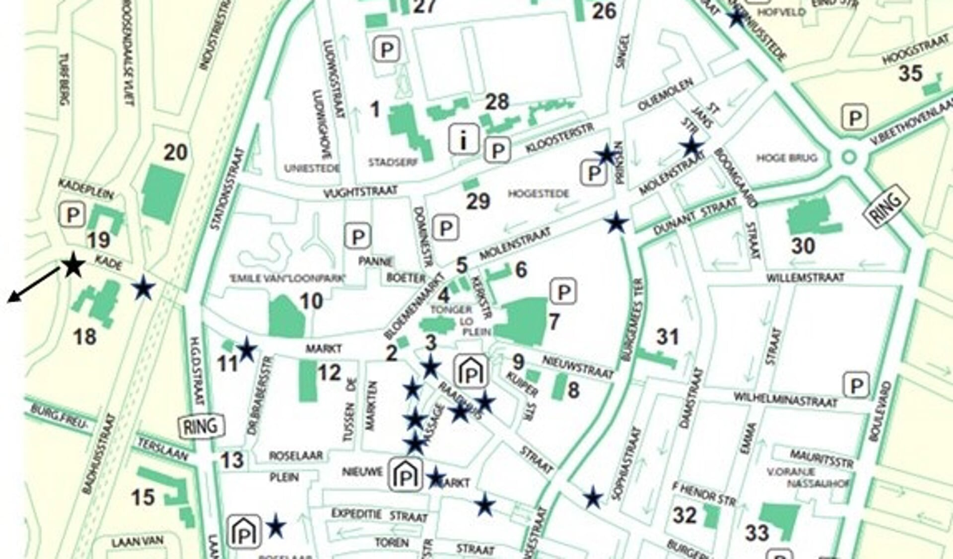 Plattegrond centrum speurtocht.