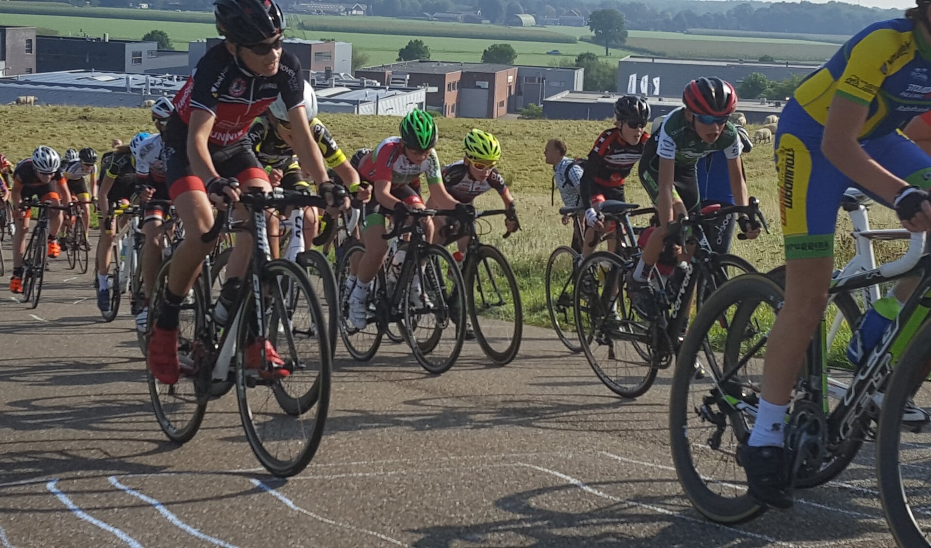 De jeugd in actie op het steilste stuk van de Bavelse Berg