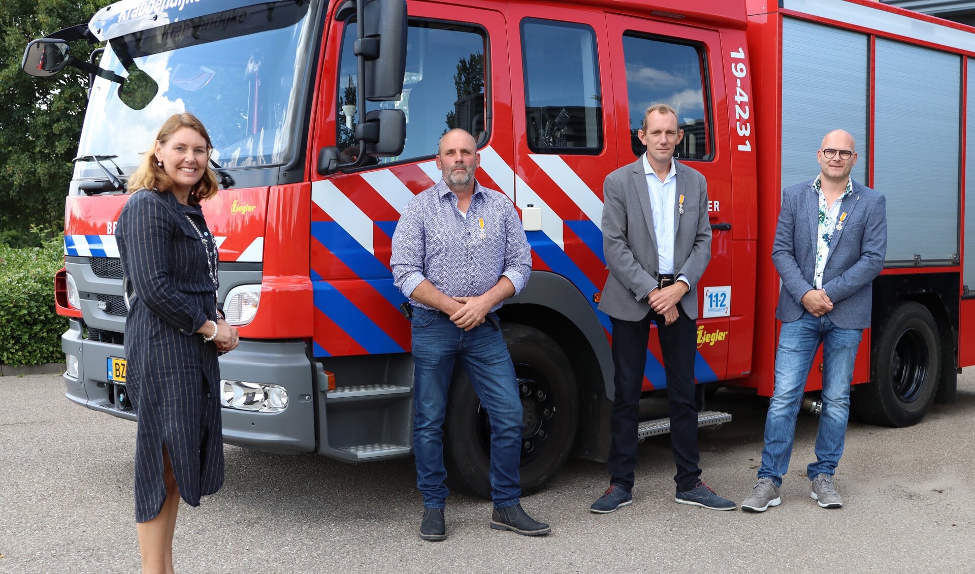 Burgemeester José van Egmond, Martin Matthijssen, John van der Grond en Arjan Huissen (vlnr).
