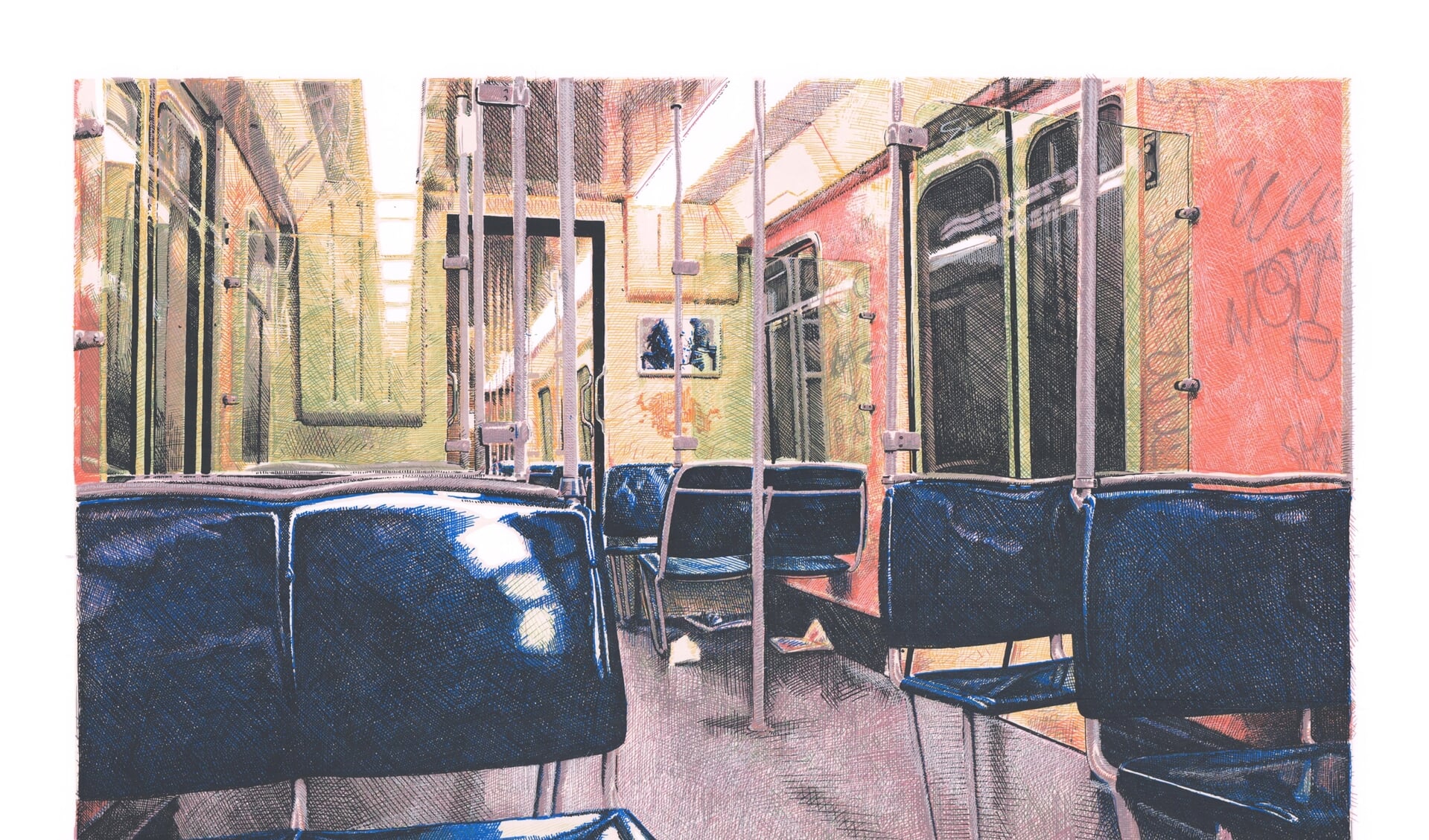 Metro, zeefdruk van Arjan Elenbaas.