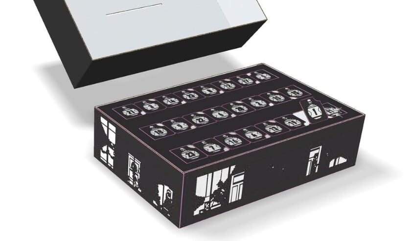 In de adventskalender zitten 24 blikjes voor 24 dagen.