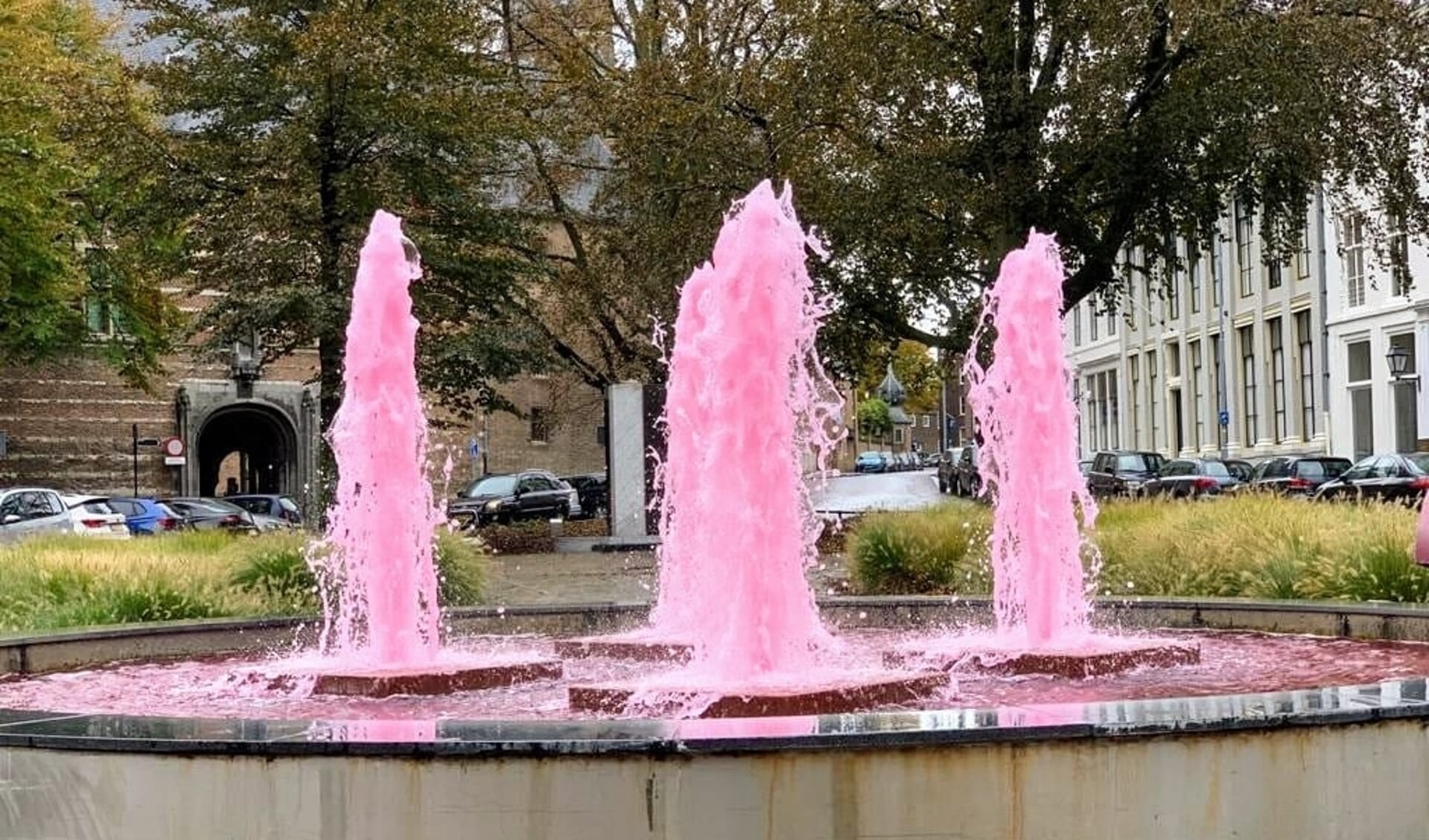 De roze fontein aan de Balans in Middelburg