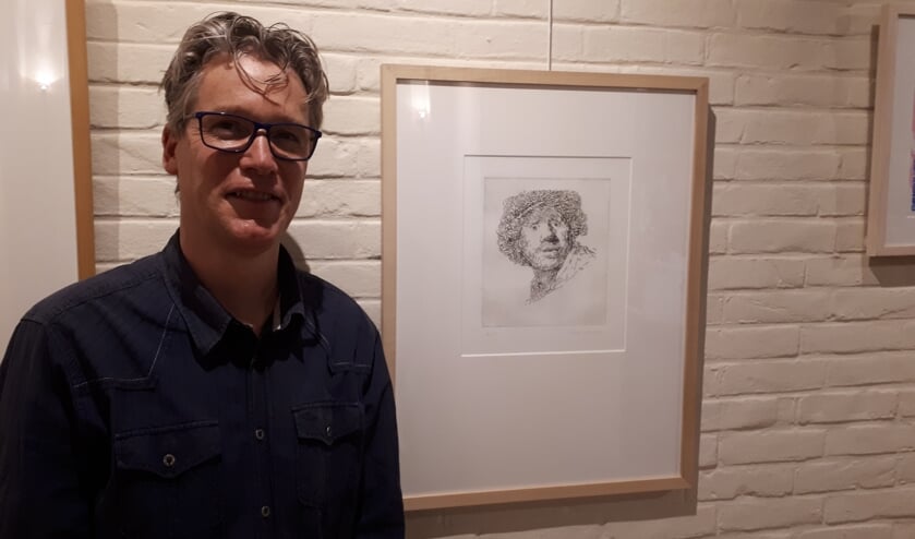 Huub Smits met Rembrandt-portret, een zogenaamde 'Letterhead'